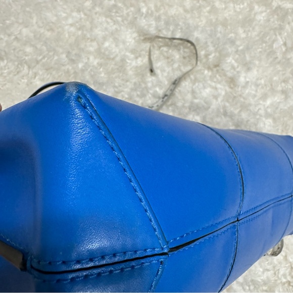 Tory Burch Blue Leather Satchel Purse Handbag & zip around wristlet READ DESCPT - Picture 9 of 16